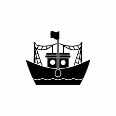 creative details Outline silhouette Fishing boat icon vector illustration