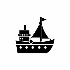 creative details Outline silhouette Fishing boat icon vector illustration