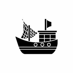 creative details Outline silhouette Fishing boat icon vector illustration