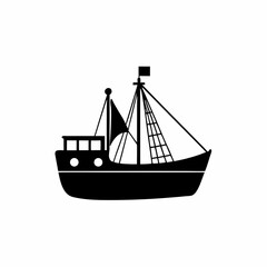 creative details Outline silhouette Fishing boat icon vector illustration