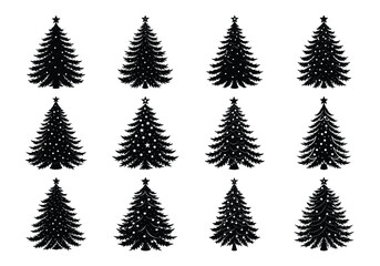 Obraz premium Christmas Trees Pictogram Set
