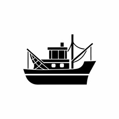creative details Outline silhouette Fishing boat icon vector illustration