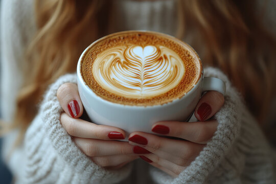 Woman holding coffee cup - Powered by Adobe
