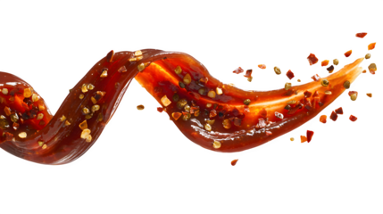 Delicious BBQ Sauce Swirl with Spices on Black Background for Food Blog and Recipe Websites