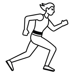 Simple Running Man Silhouette Icon for Sport Activity or Movement Concepts in Black and White Design