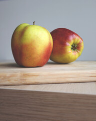 Juicy Sweet and Sour Apples on Wooden Cutting Board