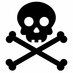 new style crossbones skull death dangerous sign and symbols silhouette vector icon on white background