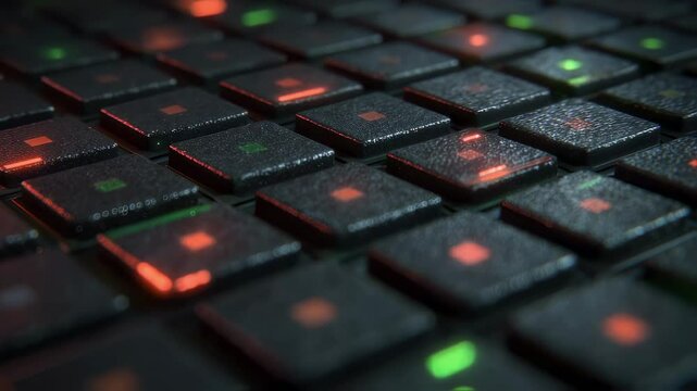 Programmable matter tiles with embedded microprocessors and sensors are glowing softly, indicating functionality and readiness for self organization