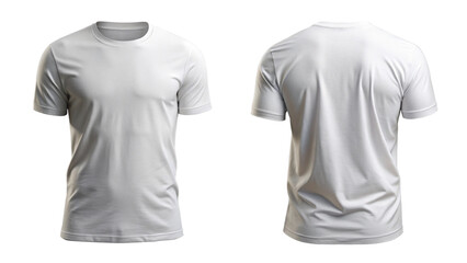 White Plain T-Shirt Front and Back View – Minimalist Apparel Mockup Isolated on Transparent Background