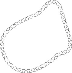 Irregular organic shape with a curved outline made of heart patterns.