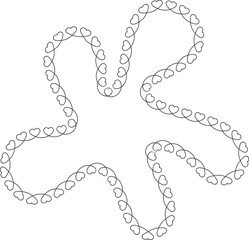 Artistic abstract shape with multiple lobes and a heart-shaped border.