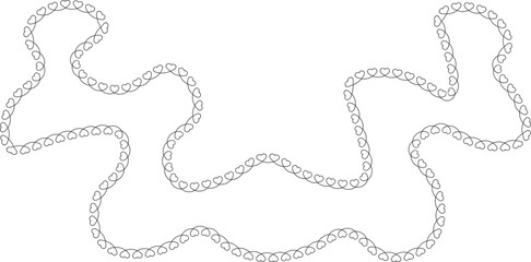 Curved shape with connected heart outlines forming a complex, organic, wavy figure.