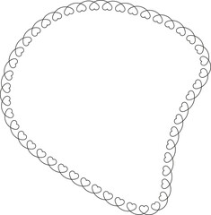 Curved shape with connected heart outlines forming a fluid and abstract blob shape.