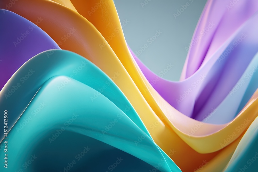Poster colorful abstract waves undulating in a dynamic pattern with smooth gradients in vibrant tones