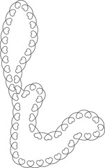 Curved shape with connected heart outlines forming a modern art shape with smooth flowing lines.