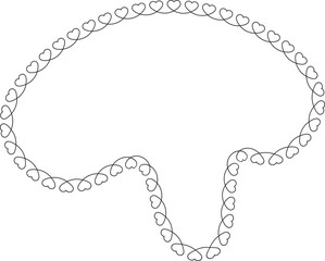 Curved shape with connected heart outlines forming a T-shaped freeform design with fluid, irregular edges.