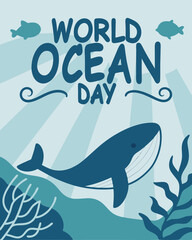Obraz premium world-ocean-day-blue-wave-drawing-vector.svg