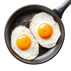 Perfectly Cooked Sunny-Side Up Eggs: A Delicious Breakfast on white background