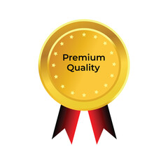 Premium Quality Golden Medal Icon Seal Sign Isolated on White Background
