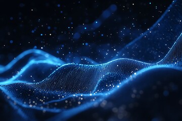 Abstract blue digital wave particle background