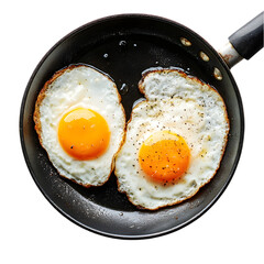 Perfect Sunny-Side Up Eggs: Delicious Breakfast Food Photography on white background