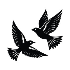 2 birds flying vector silhouette