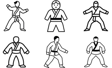 Black and White Silhouette Illustration of Martial Arts Students