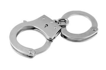 Metal handcuffs isolated on a white background png ai generated