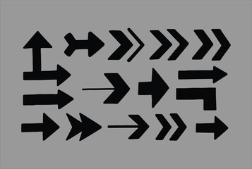 Black Directional Arrows Collection: Various Styles for Navigation & Interface