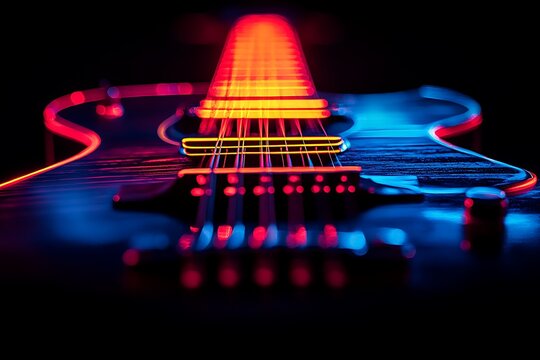 Electric guitar neon light music instrument art
