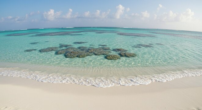 Stunning turquoise water white sand beach and coral reef - Powered by Adobe