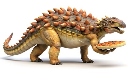 Fototapeta premium Group of dinosaurs eating Meat Lovers Pizza futuristic fantasy concept ideal for online pizza ads and themed food packaging milkyhexddway pizzas Backgrounds ads