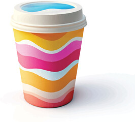 a cup package design,Flashy colors, isolated on white
