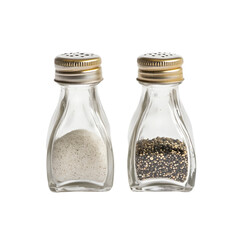 Salt and Pepper Shakers: Glass Spice Containers, Kitchenware, Tabletop Decor, Culinary Photography on white background