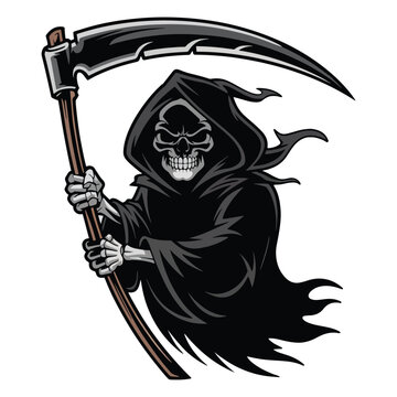 recommend clip art: Grim Reaper Skeleton Silhouette Vector, grim reaper with scythe gaming game e-sport sports vector illustration.