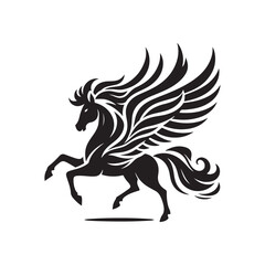 Pegasus vector silhouette clip art logo design illustration