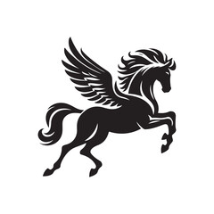 Pegasus vector silhouette clip art logo design illustration