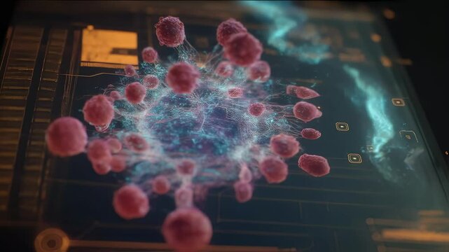 Scientific digital display reveals dynamic interactions between lipid nanoparticles and mrna, captured by a cryo electron microscope, highlighting intricate biological processes