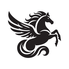 Fototapeta premium Pegasus vector silhouette clip art logo design illustration