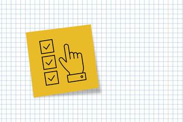 done. an icon on office paper. office paper. successful completion of assigned tasks. teamwork. animation. pin. a business idea. teamwork in business. a task. decision. purpose. achieve your goal. 