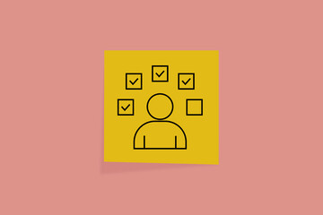 done. an icon on office paper. office paper. successful completion of assigned tasks. teamwork. animation. pin. a business idea. teamwork in business. a task. decision. purpose. achieve your goal. 