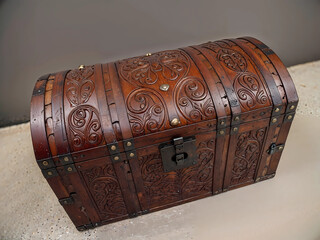 engraved patterns craftsman wooden chest