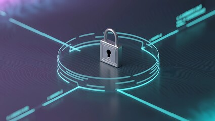 Cybersecurity Lock – Digital Data Protection Concept Art