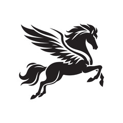Pegasus vector silhouette clip art logo design illustration
