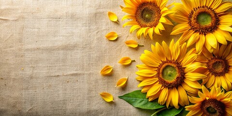 Sunflower Floral Card Design with Blank Space for Text, Logo, or Advertisement