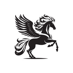 Pegasus vector silhouette clip art logo design illustration