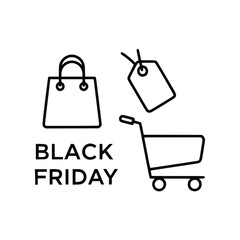 Black Friday shopping icons, minimalist style, monochrome, for online advertising