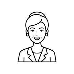 Smiling woman line art portrait, for websites and social media