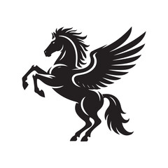 Pegasus vector silhouette clip art logo design illustration