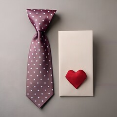 Single Tie And Greeting Card On Neutral Background